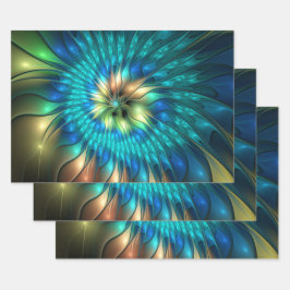 Lumineuze Fantasevloer, kleurrijk Abstract fractal Inpakpapier Vel