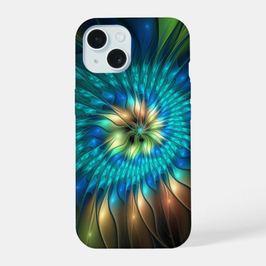 Lumineuze Fantasevloer, kleurrijk Abstract fractal iPhone 15 Case (Achterkant)