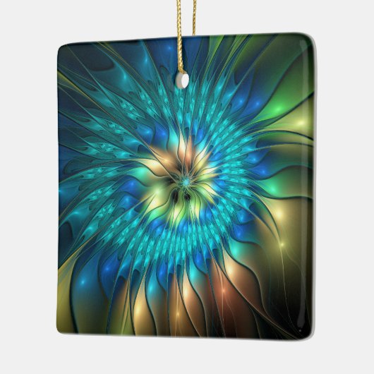 Lumineuze Fantasevloer, kleurrijk Abstract fractal Keramisch Ornament (Links)