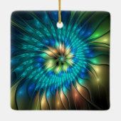 Lumineuze Fantasevloer, kleurrijk Abstract fractal Keramisch Ornament (Achterkant)