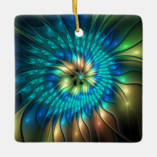 Lumineuze Fantasevloer, kleurrijk Abstract fractal Keramisch Ornament