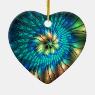 Lumineuze Fantasevloer, kleurrijk Abstract fractal Keramisch Ornament