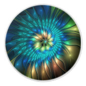 Lumineuze Fantasevloer, kleurrijk Abstract fractal Keramische Knop (Voorkant)