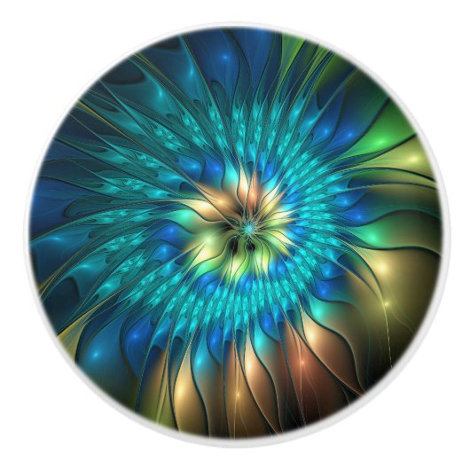 Lumineuze Fantasevloer, kleurrijk Abstract fractal Keramische Knop (Voorkant)