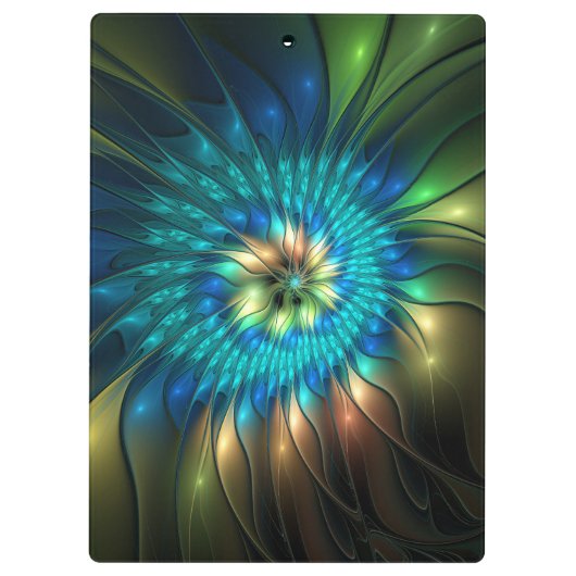 Lumineuze Fantasevloer, kleurrijk Abstract fractal Klembord (Achterkant)