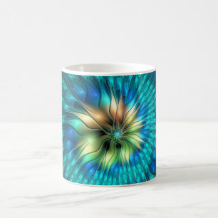 Lumineuze Fantasevloer, kleurrijk Abstract fractal Koffiemok