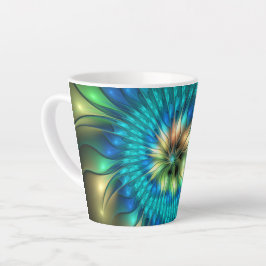 Lumineuze Fantasevloer, kleurrijk Abstract fractal Latte Mok