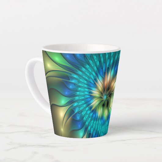 Lumineuze Fantasevloer, kleurrijk Abstract fractal Latte Mok (Linkerhoek)