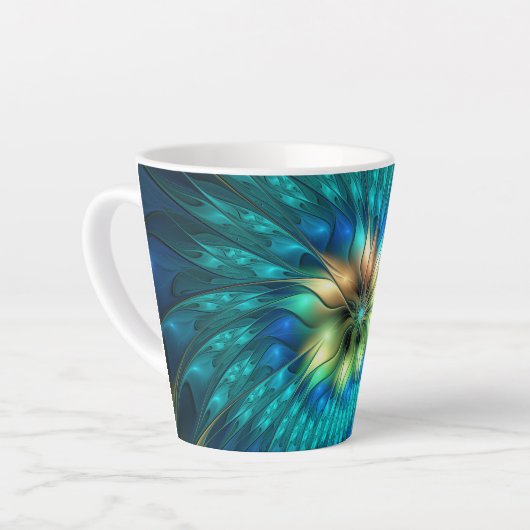 Lumineuze Fantasevloer, kleurrijk Abstract fractal Latte Mok (Linkerhoek)