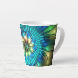 Lumineuze Fantasevloer, kleurrijk Abstract fractal Latte Mok