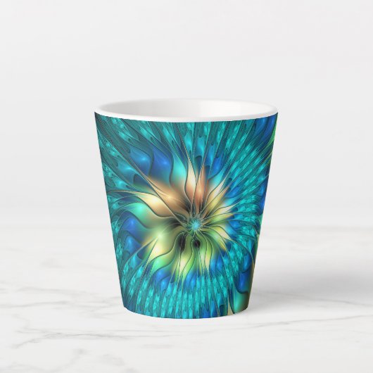 Lumineuze Fantasevloer, kleurrijk Abstract fractal Latte Mok (Voorkant)