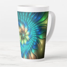 Lumineuze Fantasevloer, kleurrijk Abstract fractal Latte Mok