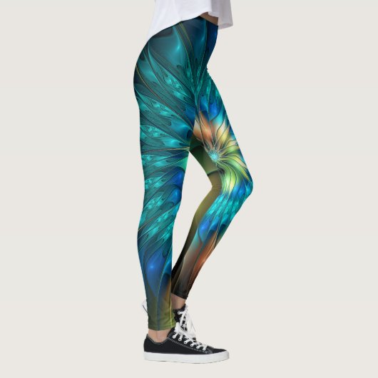 Lumineuze Fantasevloer, kleurrijk Abstract fractal Leggings (Rechts)