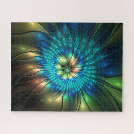 Lumineuze Fantasevloer, kleurrijk Abstract fractal Legpuzzel (Horizontaal)