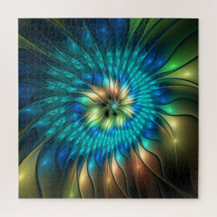 Lumineuze Fantasevloer, kleurrijk Abstract fractal Legpuzzel