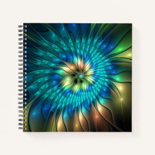 Lumineuze Fantasevloer, kleurrijk Abstract fractal Notitieboek