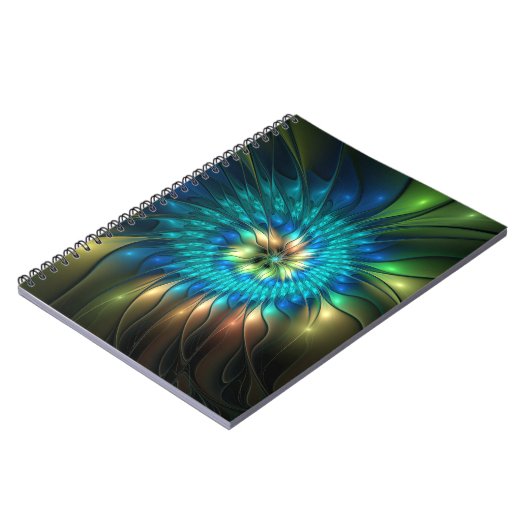 Lumineuze Fantasevloer, kleurrijk Abstract fractal Notitieboek (Linkerzijde)