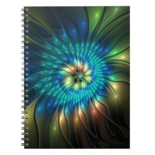 Lumineuze Fantasevloer, kleurrijk Abstract fractal Notitieboek