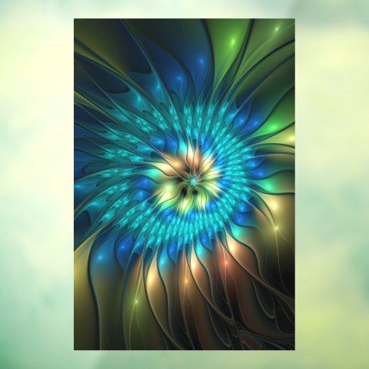 Lumineuze Fantasevloer, kleurrijk Abstract fractal Raamsticker (Vel 3)