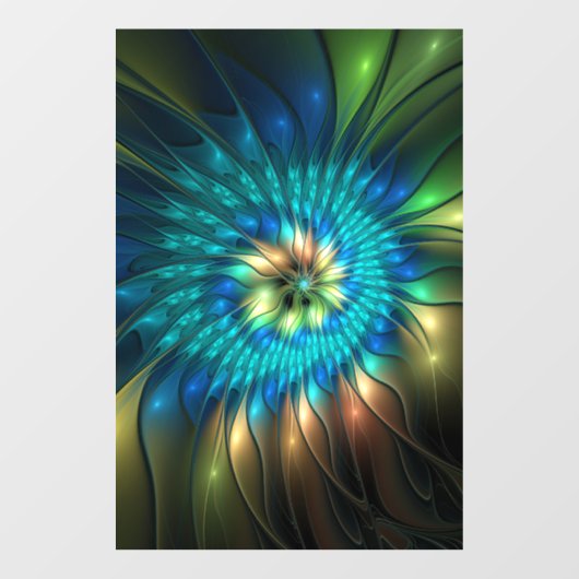 Lumineuze Fantasevloer, kleurrijk Abstract fractal Raamsticker (Vel)