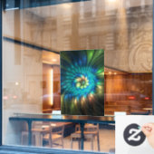 Lumineuze Fantasevloer, kleurrijk Abstract fractal Raamsticker (Cafe Raam)