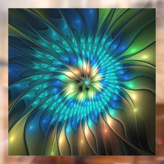 Lumineuze Fantasevloer, kleurrijk Abstract fractal Raamsticker (Vel 2)