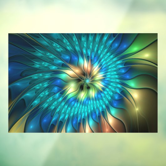 Lumineuze Fantasevloer, kleurrijk Abstract fractal Raamsticker (Vel 3)