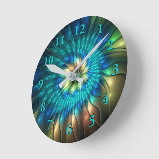 Lumineuze Fantasevloer, kleurrijk Abstract fractal Ronde Klok (Hoek)