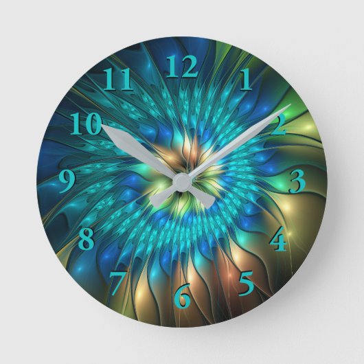 Lumineuze Fantasevloer, kleurrijk Abstract fractal Ronde Klok (Voorkant)