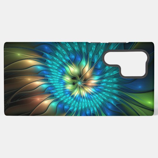 Lumineuze Fantasevloer, kleurrijk Abstract fractal Samsung Galaxy Hoesje (Achterkant horizontaal)