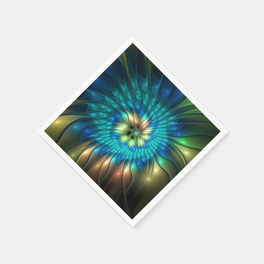 Lumineuze Fantasevloer, kleurrijk Abstract fractal Servet (Hoek)