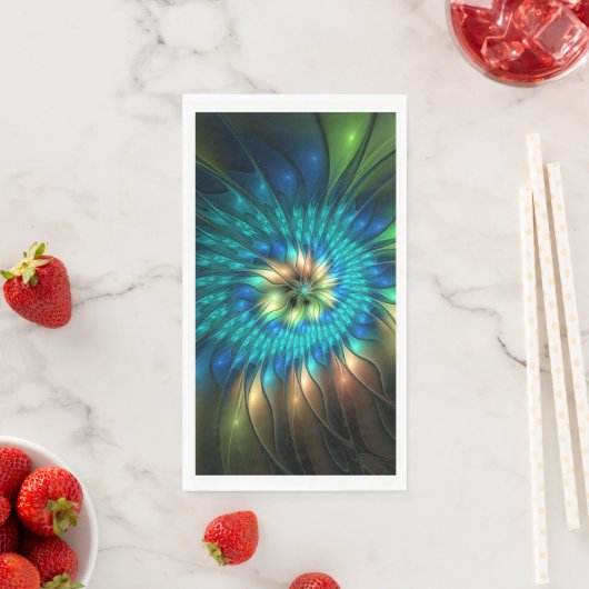 Lumineuze Fantasevloer, kleurrijk Abstract fractal Servet (Insitu)