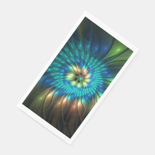 Lumineuze Fantasevloer, kleurrijk Abstract fractal Servet (Hoek)