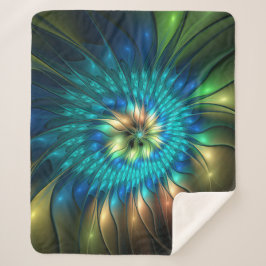 Lumineuze Fantasevloer, kleurrijk Abstract fractal Sherpa Deken