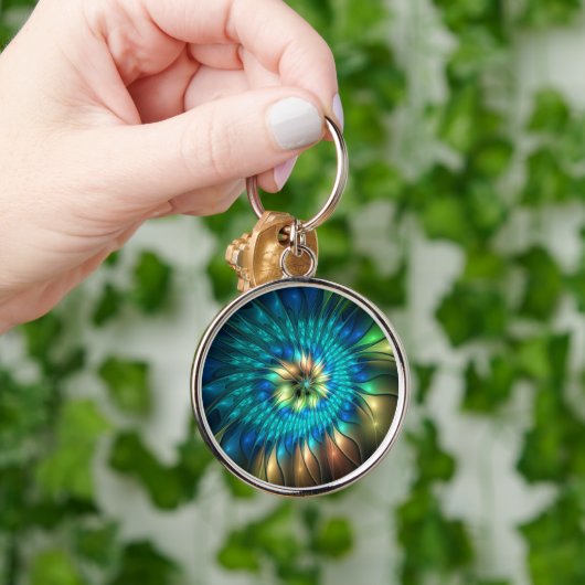 Lumineuze Fantasevloer, kleurrijk Abstract fractal Sleutelhanger (Hand)
