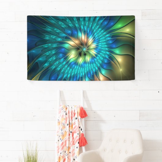 Lumineuze Fantasevloer, kleurrijk Abstract fractal Spandoek (Insitu)