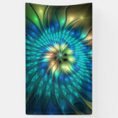 Lumineuze Fantasevloer, kleurrijk Abstract fractal Spandoek (Verticaal)