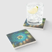 Lumineuze Fantasevloer, kleurrijk Abstract fractal Stenen Onderzetter (Zijkant)