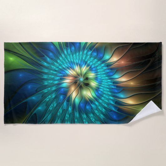 Lumineuze Fantasevloer, kleurrijk Abstract fractal Strandlaken (Voorkant)