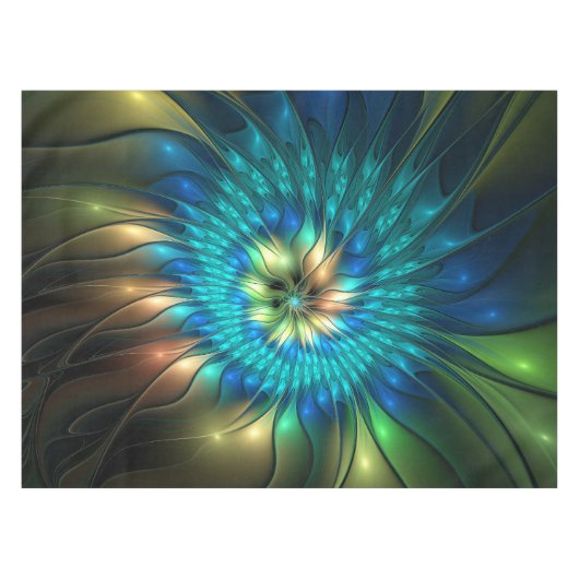 Lumineuze Fantasevloer, kleurrijk Abstract fractal Tafelkleed (Voorkant (Horizontaal))