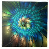Lumineuze Fantasevloer, kleurrijk Abstract fractal Tegeltje (Voorkant)