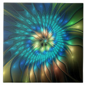 Lumineuze Fantasevloer, kleurrijk Abstract fractal Tegeltje (Voorkant)