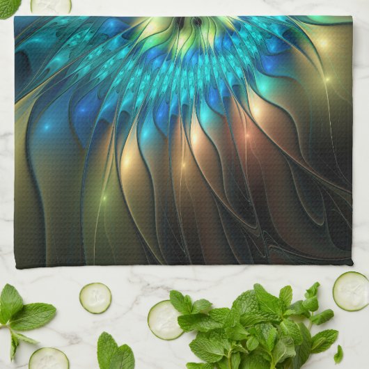 Lumineuze Fantasevloer, kleurrijk Abstract fractal Theedoek (Gevouwen)