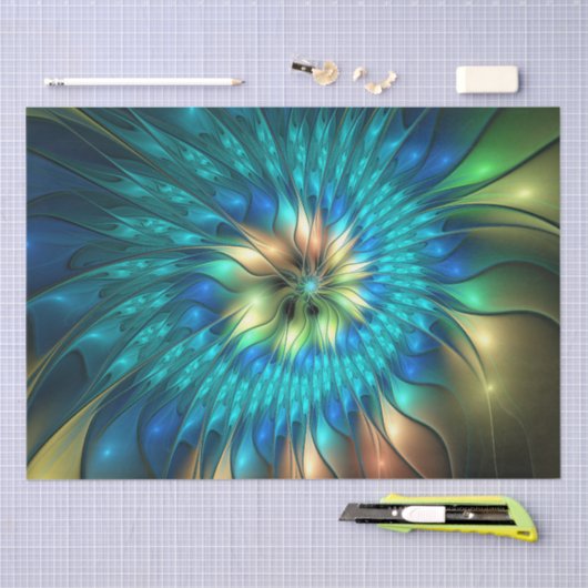 Lumineuze Fantasevloer, kleurrijk Abstract fractal Tissuepapier (Craft)