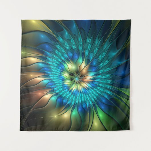 Lumineuze Fantasevloer, kleurrijk Abstract fractal Wandkleed (Voorkant (horizontaal))