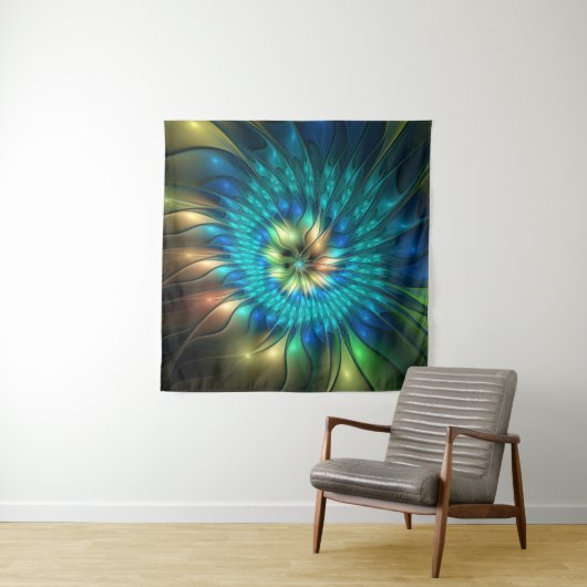 Lumineuze Fantasevloer, kleurrijk Abstract fractal Wandkleed (In Situ (horizontaal))