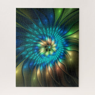 Lumineuze Fantasie Bloem, Kleurrijk Abstract Fract Legpuzzel