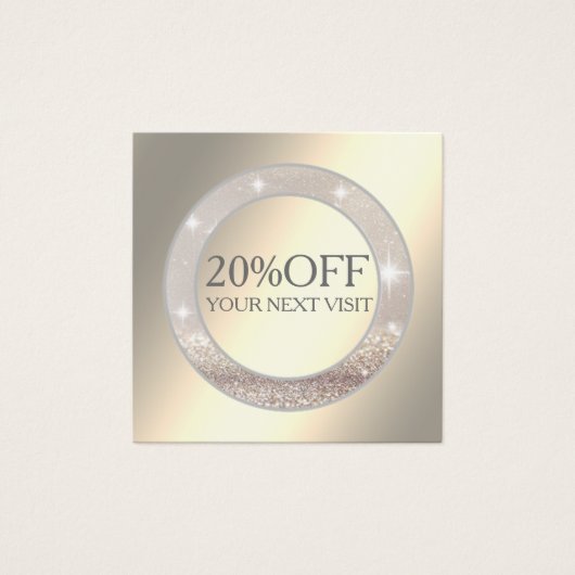 Lumineuze glitterige eenvoudige kortingskaart vierkante visitekaartjes (Voorkant)