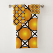 Lumineuze gouden Stippen Black White Lattice Patte Bad Handdoek (Insitu)