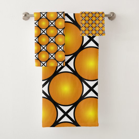 Lumineuze gouden Stippen Black White Lattice Patte Bad Handdoek (Insitu)